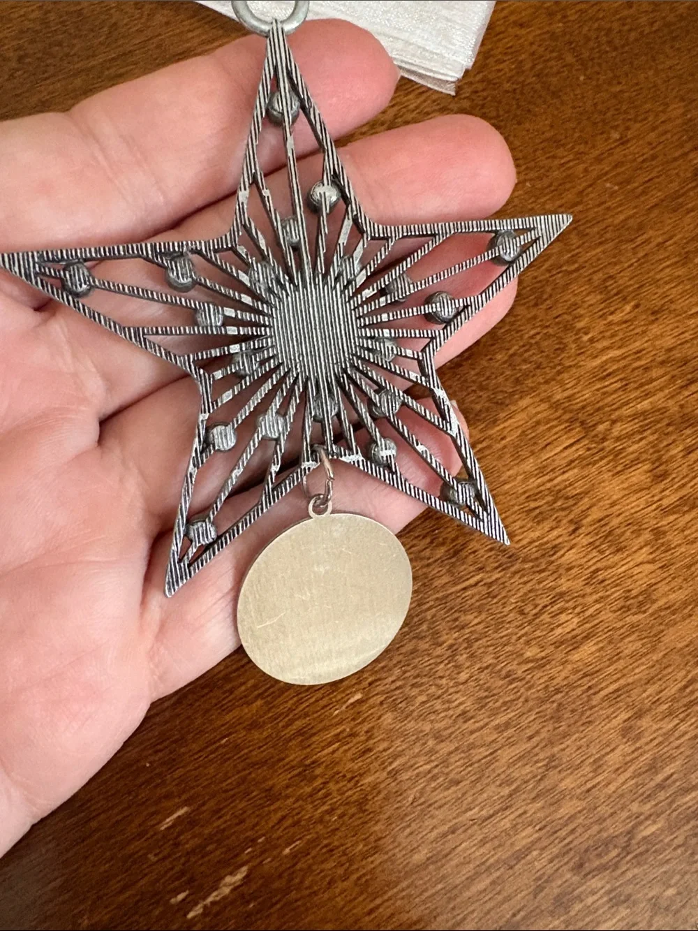 Silver Star Holiday Ornament with Sentiment Tag